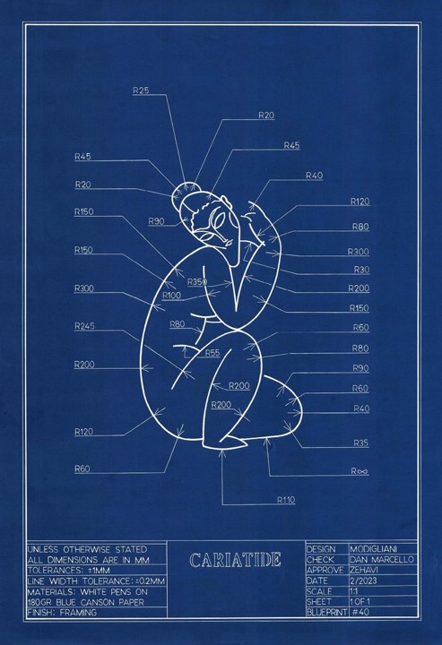 Blueprint 40 cariatide (after Modigliani)