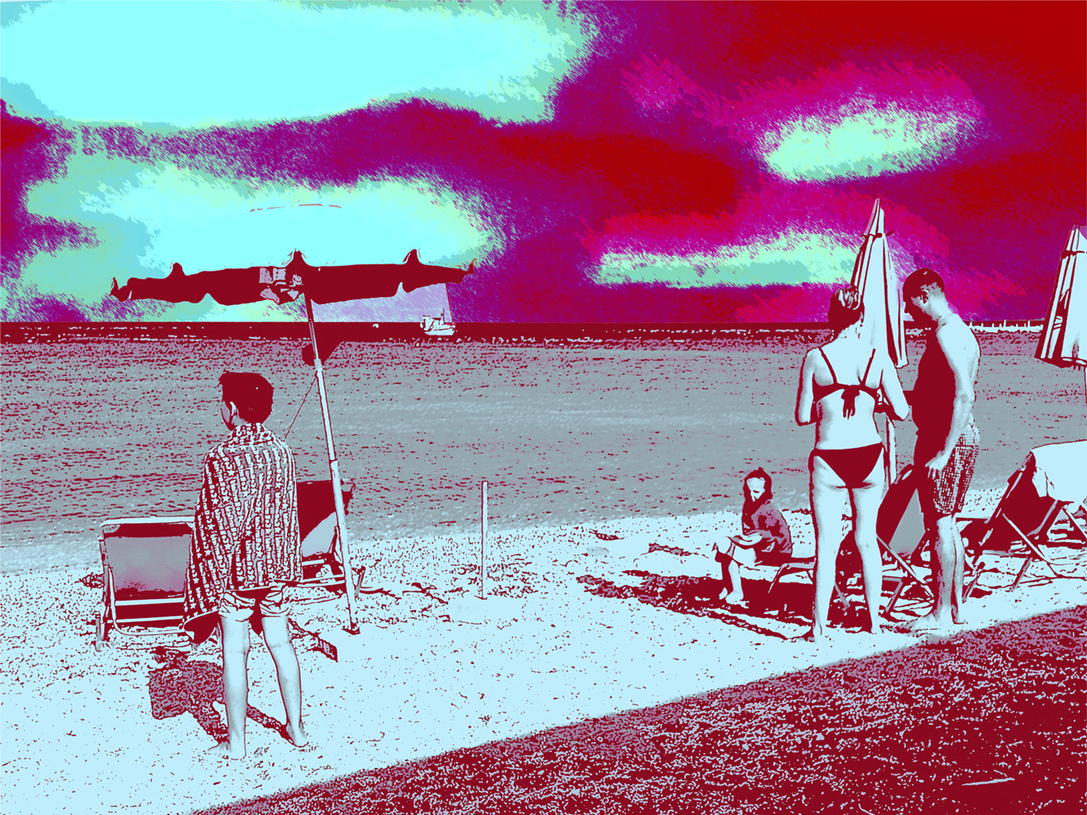 A Family in Red and Turquoise